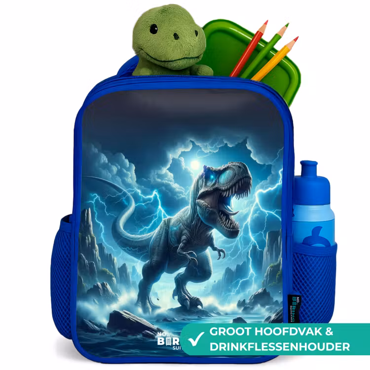 Donderslagdino Kinderrugzak - Blauw middel -inhoud_NL