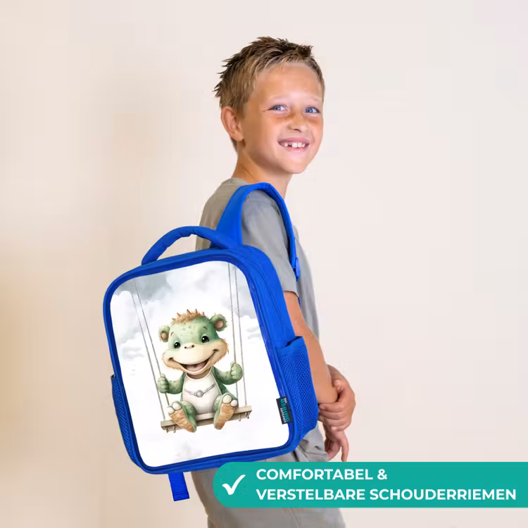 Draak - Baby dier - Kinderen Kinderrugzak - Blauw middel -sfeer3_NL
