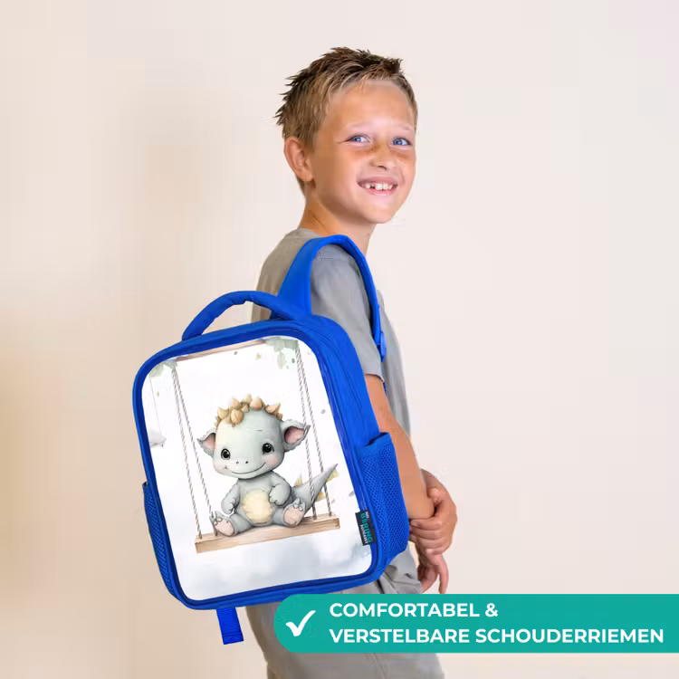 Draak - Baby dier - Kinderen Kinderrugzak - Blauw middel -sfeer3_NL
