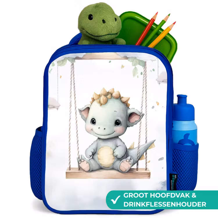 Draak - Baby dier - Kinderen Kinderrugzak - Blauw middel -inhoud_NL