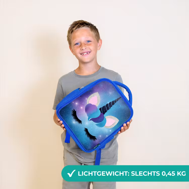 Eenhoorn - Sterren - Magisch - Blauw Kinderrugzak - Blauw middel -sfeer1_NL
