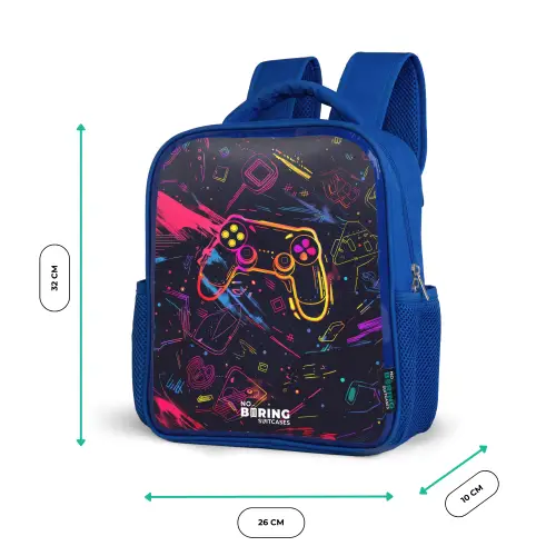 Gamerwereld in neonstijl Kinderrugzak - Blauw middel -productfoto_formaten