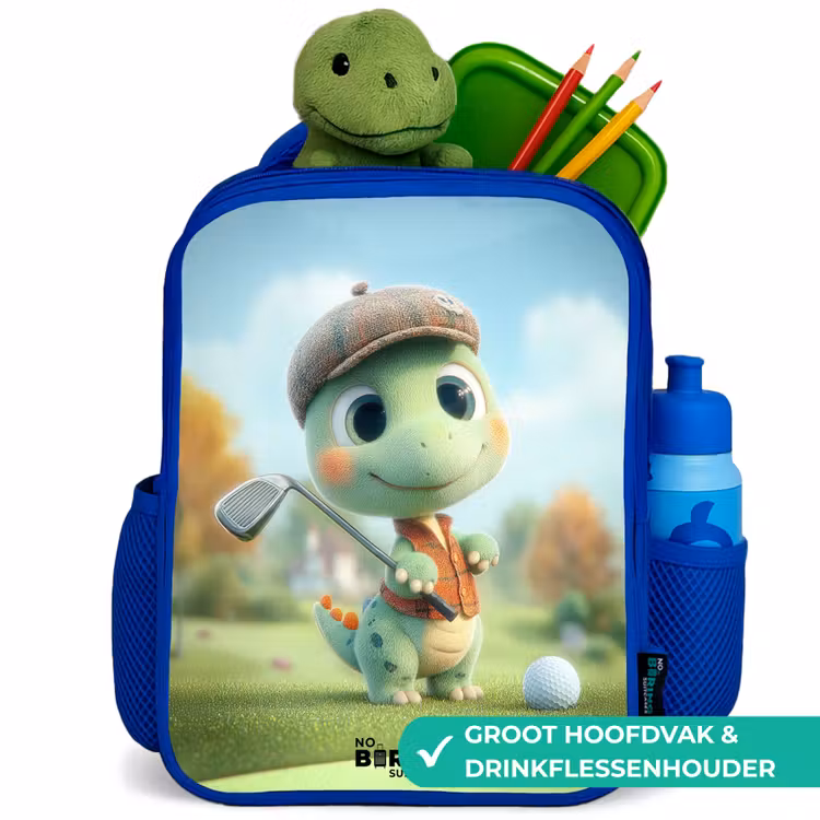 Golf - Dino - Groen Kinderrugzak - Blauw middel -inhoud_NL