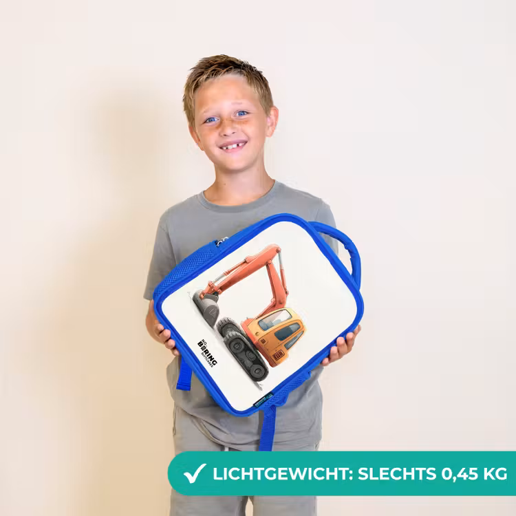 Graafmachine - Getekend - Oranje Kinderrugzak - Blauw middel -sfeer1_NL