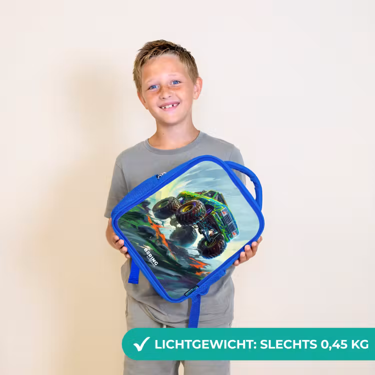 Groene Monstertruck met Penseelstreken Kinderrugzak - Blauw middel -sfeer1_NL