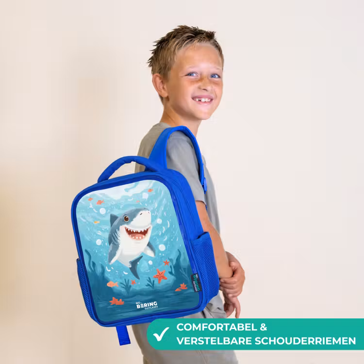 Haai - Water - Zee Kinderrugzak - Blauw middel -sfeer3_NL