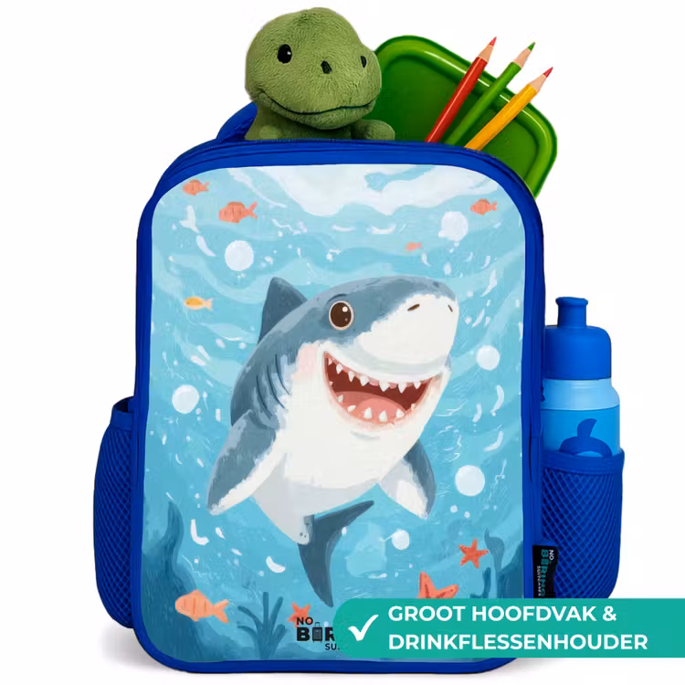 Haai - Water - Zee Kinderrugzak - Blauw middel -inhoud_NL