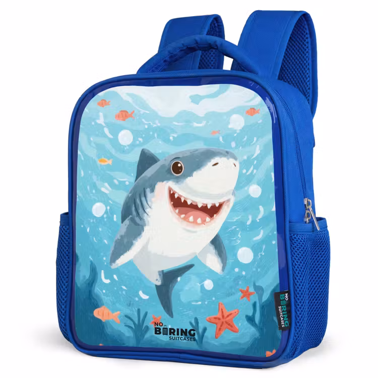 Haai - Water - Zee Kinderrugzak - Blauw middel -schuin