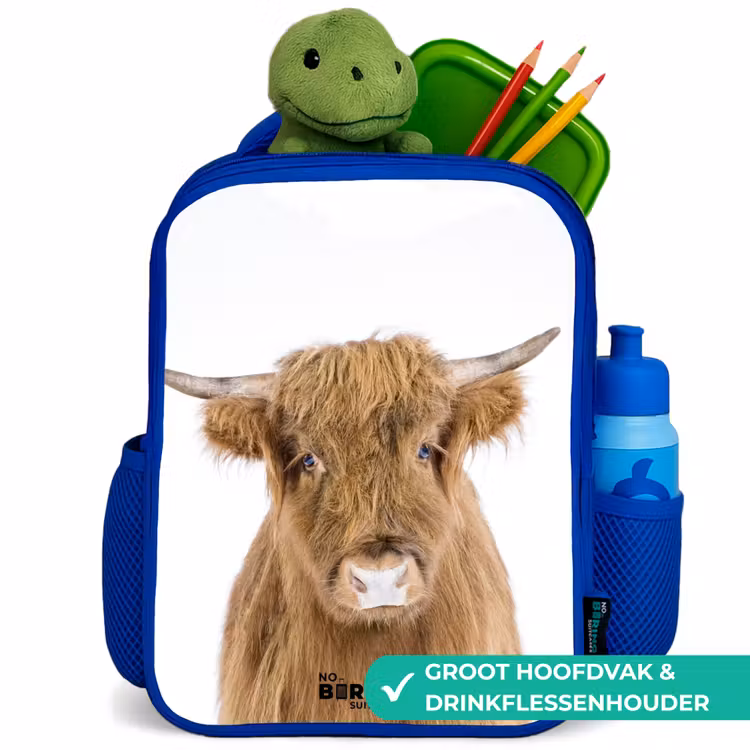 Halbe Hooglander Kinderrugzak - Blauw middel -inhoud_NL