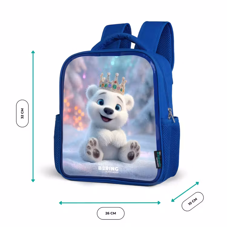 IJsbeer - Kroon - Winter Kinderrugzak - Blauw middel -productfoto_formaten