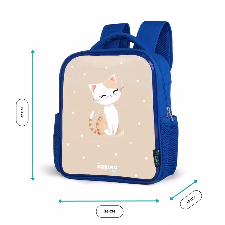 Kat omringd door beige stippen Kinderrugzak - Blauw middel -productfoto_formaten