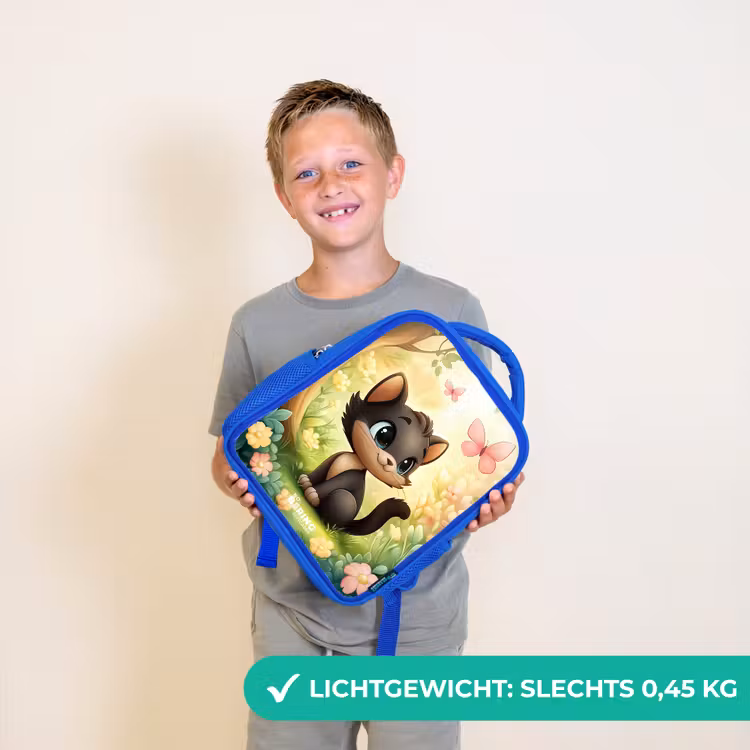 Kat - Vlinder - Bloemen Kinderrugzak - Blauw middel -sfeer1_NL