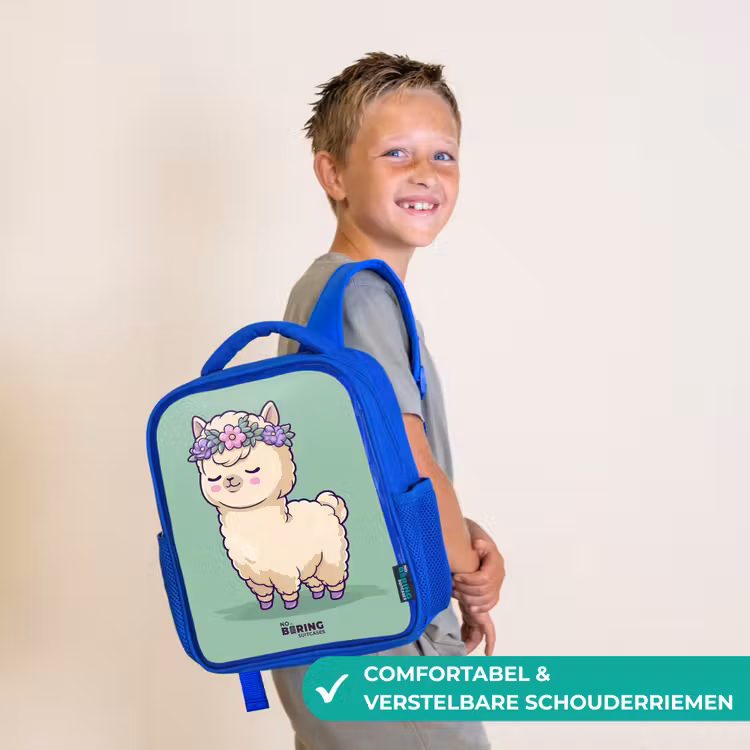 Kawai - Alpaca - Groen Kinderrugzak - Blauw middel -sfeer3_NL