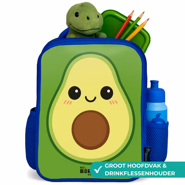 Kawai - Avocado - Groen Kinderrugzak - Blauw middel -inhoud_NL