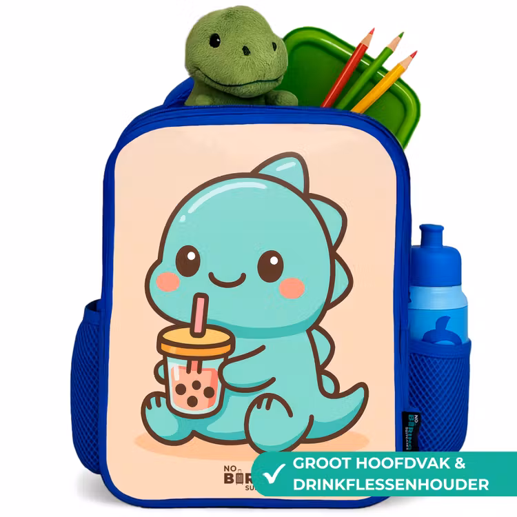 Kawai - Dino - Bubbletea Kinderrugzak - Blauw middel -inhoud_NL