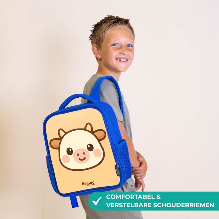 Kawai - Koe - Bruin Kinderrugzak - Blauw middel -sfeer3_NL