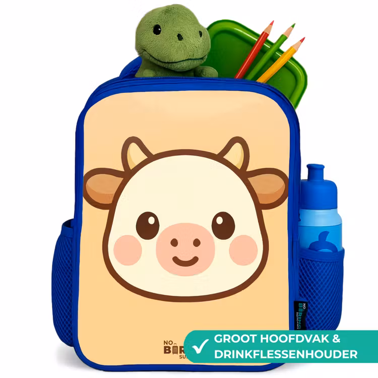 Kawai - Koe - Bruin Kinderrugzak - Blauw middel -inhoud_NL
