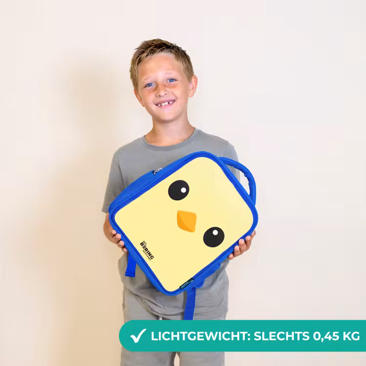 Kawai - Kuiken - Geel Kinderrugzak - Blauw middel -sfeer1_NL