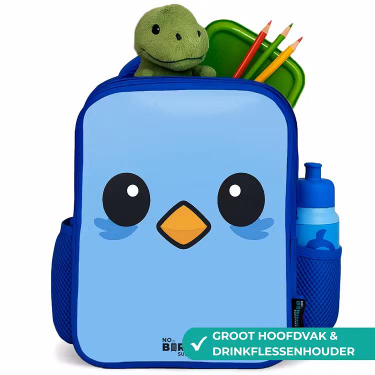 Kawai - Vogel - Blauw Kinderrugzak - Blauw middel -inhoud_NL