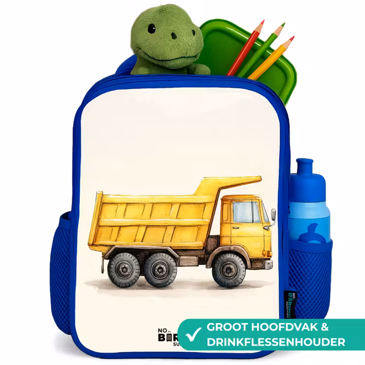 Kiepwagen - Getekend - Geel Kinderrugzak - Blauw middel -inhoud_NL