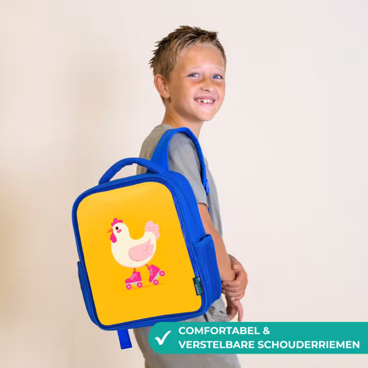 Kip - Rolschaatsen - Geel Kinderrugzak - Blauw middel -sfeer3_NL