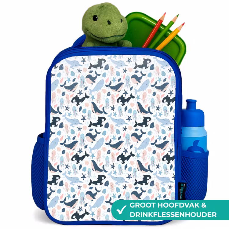 Klein - Oceaan - Walvissen - Octopus Kinderrugzak - Blauw middel 862 -inhoud_NL