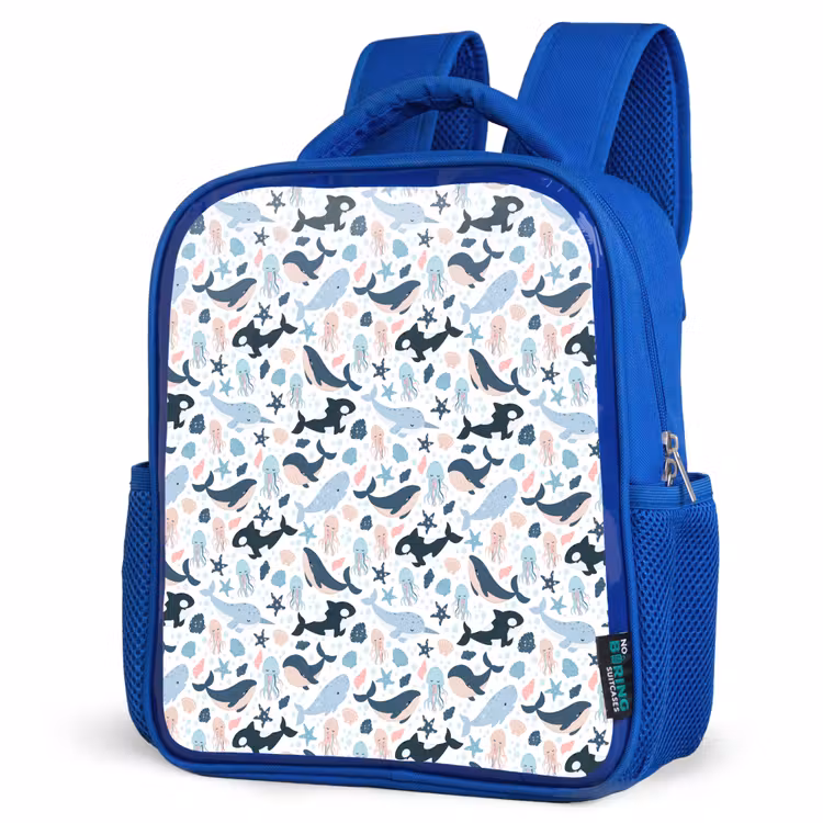 Klein - Oceaan - Walvissen - Octopus Kinderrugzak - Blauw middel 862 -schuin