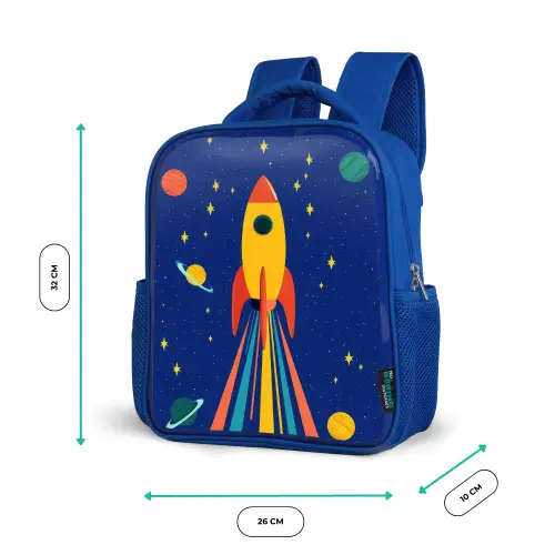 Kleurrijk - Raket - Ruimte Kinderrugzak - Blauw middel -productfoto_formaten