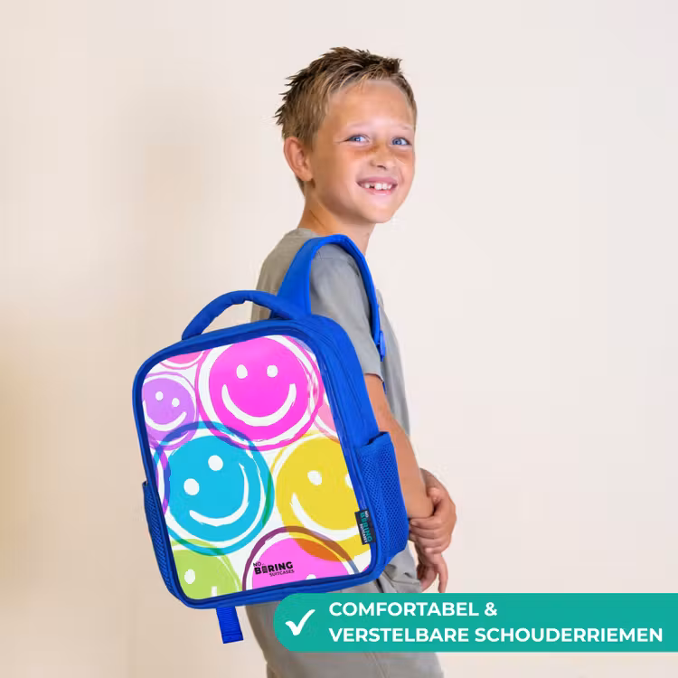 Kleurrijke glimlachexplosie Kinderrugzak - Blauw middel -sfeer3_NL