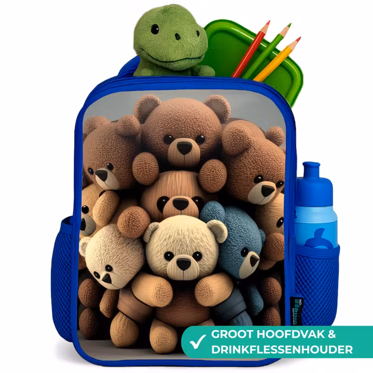 Knuffelberen Kinderrugzak - Blauw middel -inhoud_NL