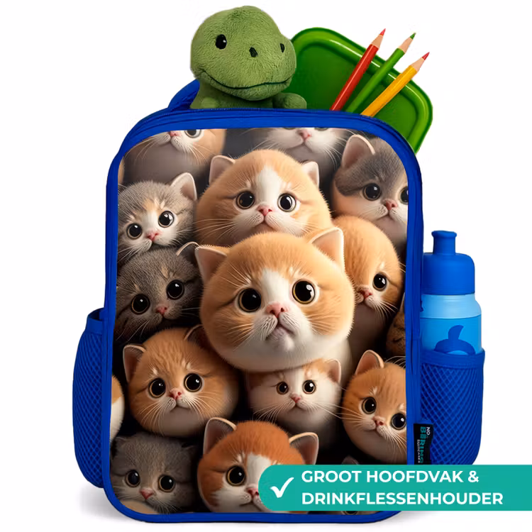 Knuffelkatjes Kinderrugzak - Blauw middel -inhoud_NL