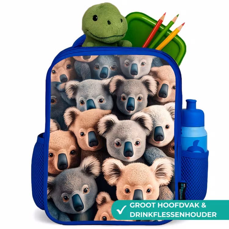 Koala Kapriolen Kinderrugzak - Blauw middel -inhoud_NL