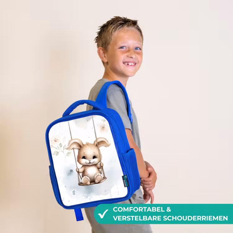 Konijn - Baby dier - Kinderen Kinderrugzak - Blauw middel -sfeer3_NL