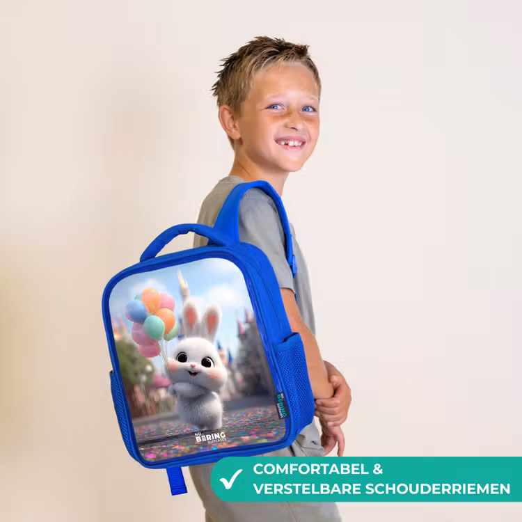 Konijn - Ballonnen Kinderrugzak - Blauw middel -sfeer3_NL