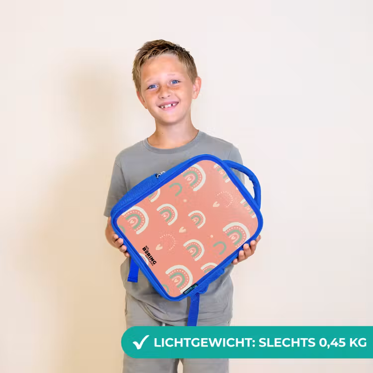 Koraal kleurenbogen Kinderrugzak - Blauw middel -sfeer1_NL
