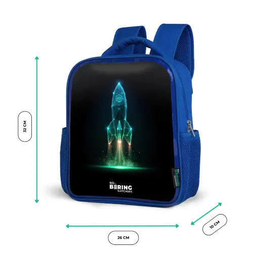 Lancerende raket in neonstijl Kinderrugzak - Blauw middel -productfoto_formaten