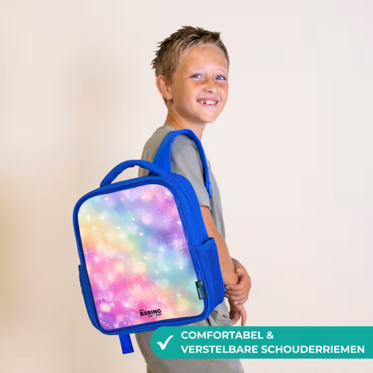 Licht - Regenboog - Hartjes Kinderrugzak - Blauw middel -sfeer3_NL