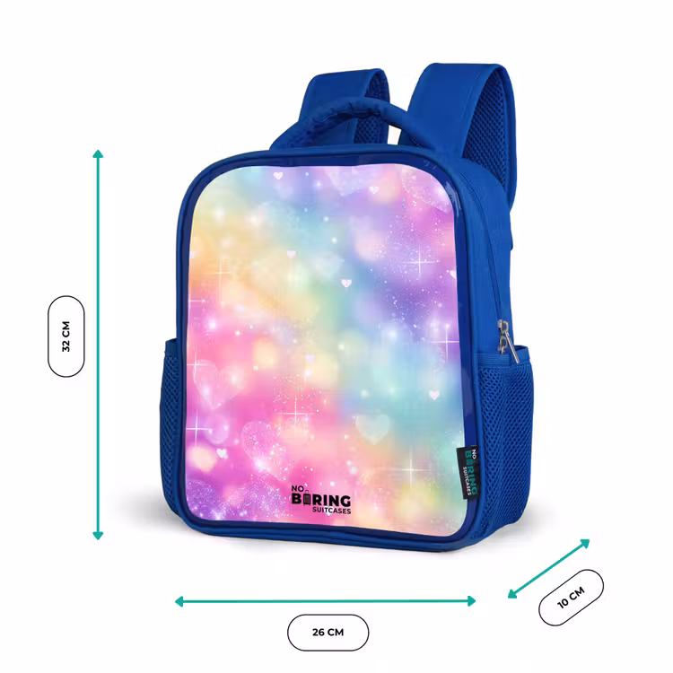 Licht - Regenboog - Hartjes Kinderrugzak - Blauw middel -productfoto_formaten