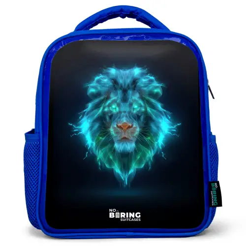Lichtgevende leeuw Kinderrugzak - Blauw middel -3d