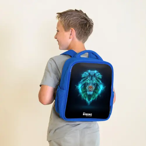 Lichtgevende leeuw Kinderrugzak - Blauw middel -sfeer2