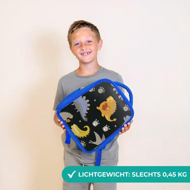 Liefdevolle dinosaurus Kinderrugzak - Blauw middel -sfeer1_NL