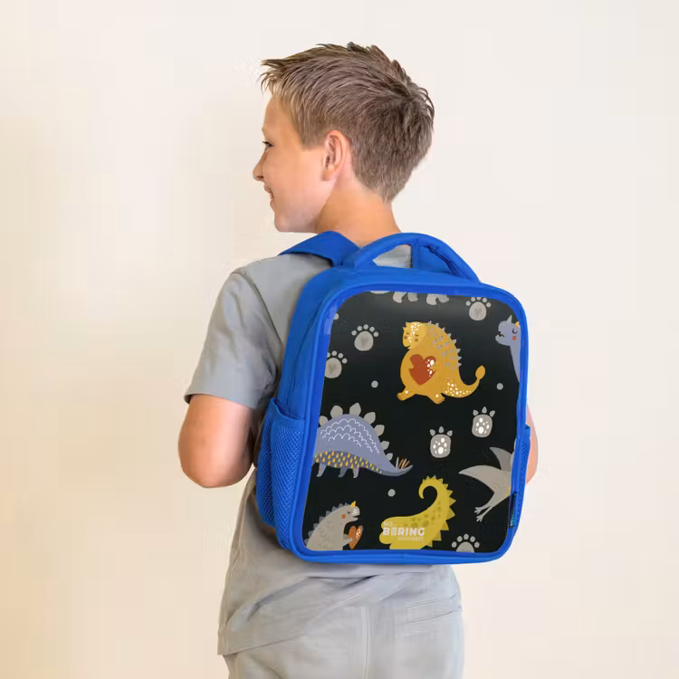Liefdevolle dinosaurus Kinderrugzak - Blauw middel -sfeer2