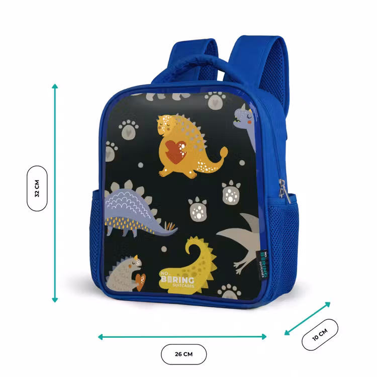 Liefdevolle dinosaurus Kinderrugzak - Blauw middel -productfoto_formaten
