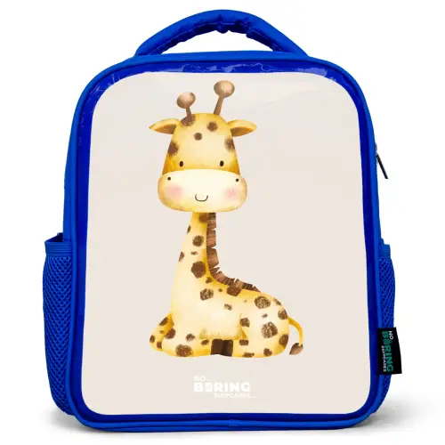 Liggende giraffe illustratie op beige achtergrond Kinderrugzak - Blauw middel -3d