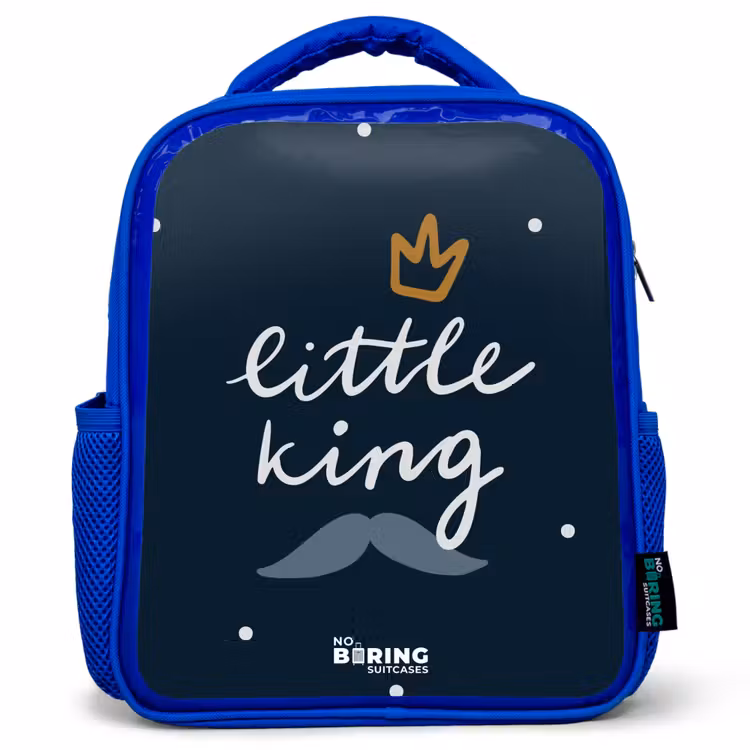 Little king met stippen Kinderrugzak - Blauw middel -3d