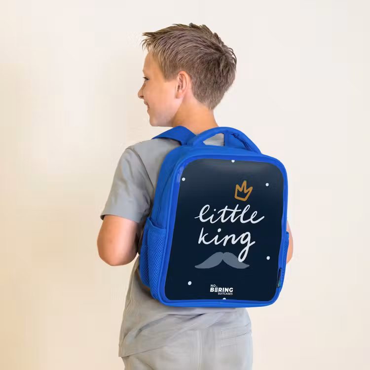 Little king met stippen Kinderrugzak - Blauw middel -sfeer2