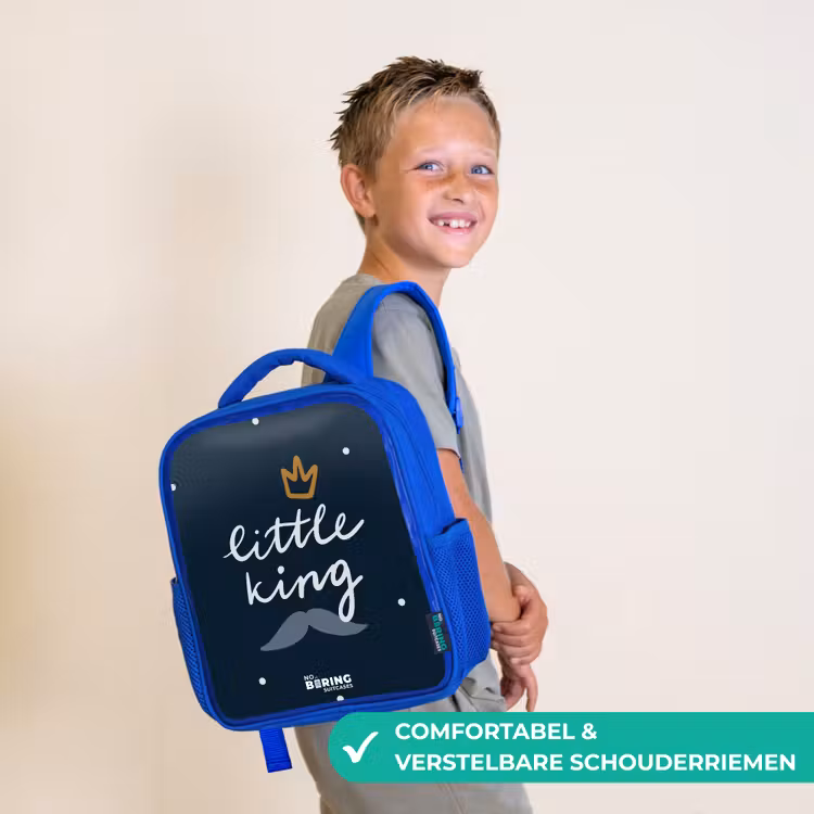 Little king met stippen Kinderrugzak - Blauw middel -sfeer3_NL