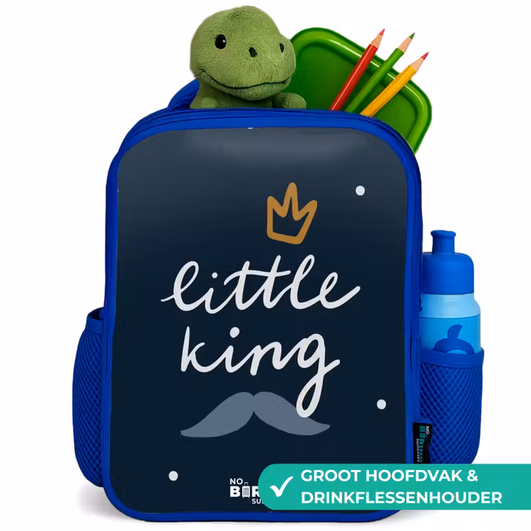 Little king met stippen Kinderrugzak - Blauw middel -inhoud_NL
