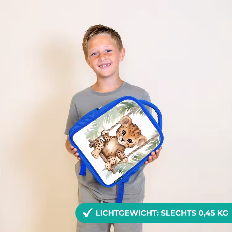 Luipaard - Dier - Kinderen - Jungle Kinderrugzak - Blauw middel -sfeer1_NL
