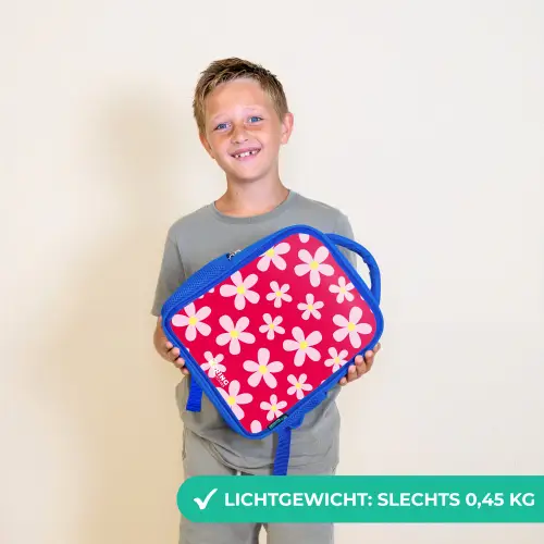 Madeliefjesmania hotpink Kinderrugzak - Blauw middel -sfeer1_NL